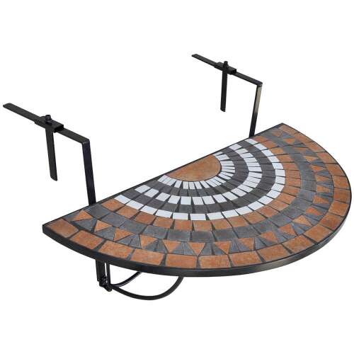 Timeless Tools Folding Balcony Table with Mosaic Top in Brown