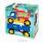 Wader Giant Truck and Handcart, packaging, blue, red, yellow toy truck with a tipping bed and a handcart, for kids