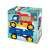 Wader Giant Truck and Handcart, packaging, blue, red, yellow toy truck with a tipping bed and a handcart, for kids