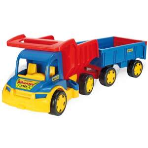 Wader Riesen-LKW mit Handwagen, blauer, roter, gelber Spielzeug-LKW mit Kippmulde und Handwagen, für Kinder - Wader