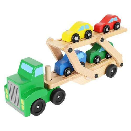 Autószállító játék kamion fából