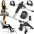 Fitness and rehabilitation mini exercise bike, pedal exerciser for legs and arms, foldable, with LCD display, usage examples