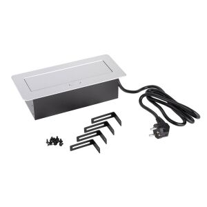 STRONG Rozsdamentes Acél Asztali Dugalj 3 Schuko Csatlakozóval és Rögzítőelemekkel - Strong