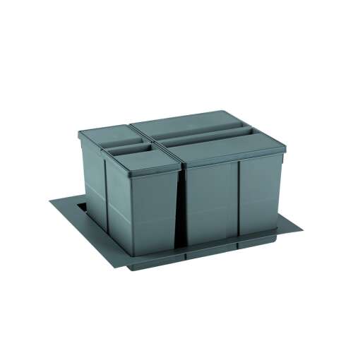 GOLLINUCCI Sorter 9XL System, 600 mm, 37 l, szürke, szelektív hulladékgyűjtő rendszer, konyhai szemetes, szelektív kukák, szemetes, szemétgyűjtő - Evőeszköztartó