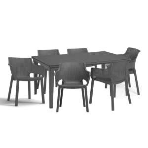 Zestaw mebli ogrodowych Fueva 6+1 grafitowy 34205942 - Zestaw ogrodowy