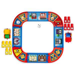 Play&Fun Hurry Up Courier Brettspiel, Spielbrett mit Strecke, Autos, Würfel und anderen Spielsteinen - Wader