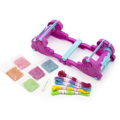 Fashion Star DIY karkötő gyár, rózsaszín és kék karkötő készítő szövőszék gyöngyökkel és fonállal