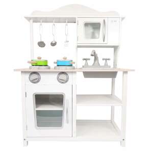 Funfit Kids drewniana kuchnia do zabawy ECO z akcesoriami #biały