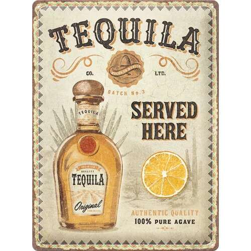 Tequila Szervírozva Itt Fém Tábla, Vintage Stílus, Bár Dekor, Otthon Dekor, Fal Dísz - Fémtábla