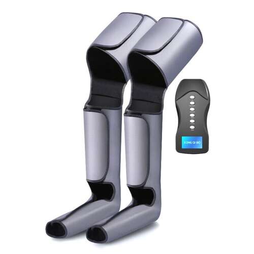 Timeless Tools Air Compression Leg Massager with Remote Control, gray leg massager with black remote control