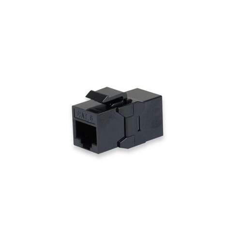 Equip 125579 Cat.6 Unshielded Keystone Inline Coupler, black, RJ45 jack, snap-in mounting