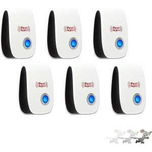 OEM sada ultrazvukových prístrojov, 6 ks, Deratizácia proti hlodavcom, hmyzu, pavúkom, blchám, švábom, komárom, plošticiam, Biela