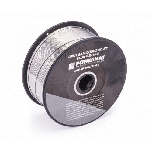 Powermat FLUX-0.8-1KG self-shielded welding wire, 0.8mm diameter, 1kg weight, AWS A5.20 E71T-GS, MIG welding