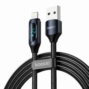 Toocki töltőkábel USB A-L, 1m, 12W (fekete) 89327913 