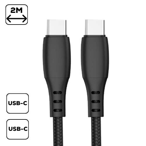 2 meter black USB-C to USB-C cable