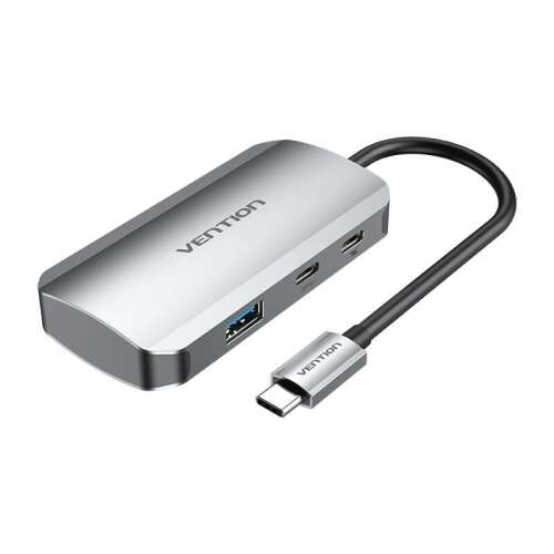 Hub USB-C Vention TNDHB cu 3 porturi USB 3.0, 2 porturi USB-C și încărcare PD 100W