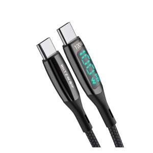 BlitzWolf BW-TC23 Type-C - Type-C kábel, 100W gyors töltés, LED kijelző, fekete - BlitzWolf