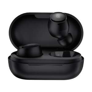 QCY T27 wireless earbuds in black, charging case open - Peripheral
