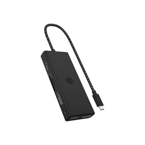 ICY BOX IB-DK4011-CPD Hub USB-C cu HDMI, DisplayPort, cititor de carduri SD, cititor de carduri MicroSD și 3 porturi USB