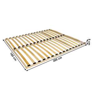 Somieră MONNA NEW, 160x200 cm, lamele din lemn de mesteacăn, suporturi din plastic negru, 16 lamele, cadru robust, capacitate maximă de încărcare 120 kg