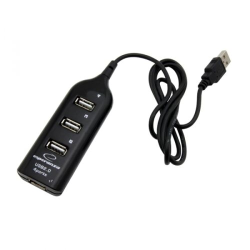Black Esperanza 4-Port USB 2.0 Hub