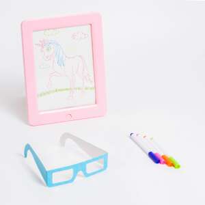 Bewello 3D mágikus rajztábla, rózsaszín, LED világítással, gyerekeknek, rajzoláshoz, kreatív játékhoz, egyszarvú rajz - Bewello