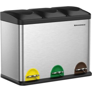 Songmics 45 Liter Stainless Steel Triple Compartment Recycling Trash Can - SONGMICS Trash can
