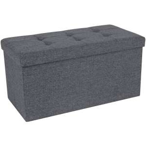 SONGMICS 80L úložný otoman, tmavosivá, čalúnená, s prešívaným vrchom, 76 x 38 x 38 cm