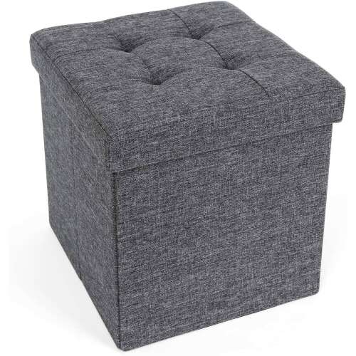 Sklopivi tabure s prostorom za odlaganje, 38 x 38 x 38 cm, tamno siva | SONGMICS 34616901