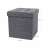 Songmics storage ottoman with dimensions labeled, showing the height, width, and depth