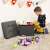 SONGMICS storage ottoman with child playing, dark gray, 38x38x38 cm