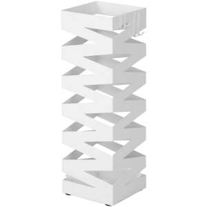 Bijeli metalni stalak za kišobrane s geometrijskim dizajnom i kukama - SONGMICS