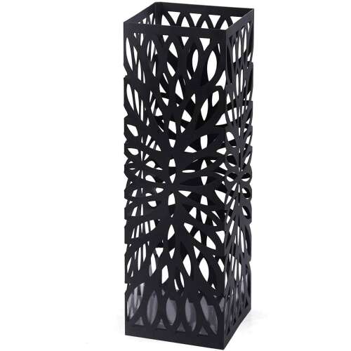 Kovový držiak na dáždniky s háčikmi a odkvapkávačom, 15,5 x 15,5 x 49 cm, čierny | SONGMICS