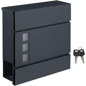 Poštová schránka s držiakom na noviny, 37 x 10,5 x 37 cm, antracitovo sivá | SONGMICS