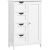 VASAGLE Bijeli kupaonski podni ormarić s 4 ladice i vratima