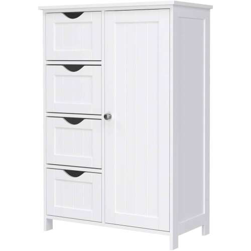 VASAGLE Bijeli kupaonski podni ormarić s 4 ladice i vratima