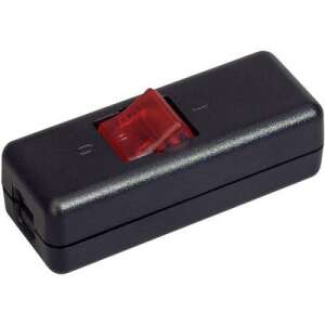 interBär világítós 2 pólusú zsinórkapcsoló, 10A 250 V/AC, fekete (piros) 89525547 