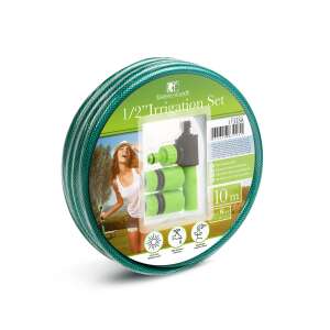 Garden of Eden 11335a kerti öntöző szett permetező készlet, 10m-es tömlő, csatlakozó, permetezőcső, zöld