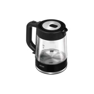 MPM MCZ-117 1.7L glass electric kettle with black base and stainless steel accents - MPM