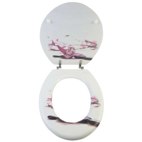 Bath Duck 3 oldalon mintázott MDF WC ülőke - Orchidea #fehér-rózsaszín