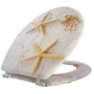 Bath Duck MDF WC ülőke rozsdamentes acél zsanérral - Tengeri csillag #fehér-sárga