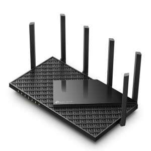 TP-Link Archer AXE75 AXE5400 Tri-Band Gigabit WiFi 6E Router, čierny, šikmý pohľad - Wi-Fi routre, adaptéry