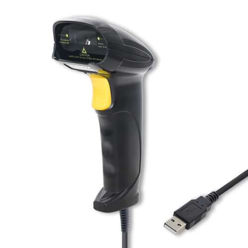 Qoltec 1D USB Barcode-Scanner, schwarz, Handheld, mit Kabel