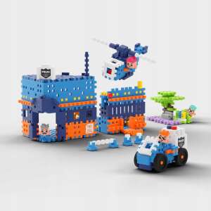 Marionex Waffle City Rendőrőrs építőkocka készlet, rendőrőrssel, rendőrautóval, rendőrségi helikopterrel és rendőrökkel - Marioinex