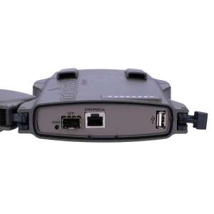 MikroTik NetMetal 5 CPE 3G/4G vonkajší prístupový bod, zadný pohľad zobrazujúci porty, konektory a LED diódy - MikroTik