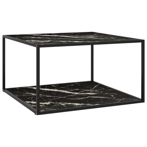 vidaXL fekete dohányzóasztal fekete márvány mintás üveggel 90x90x50 cm 53476261