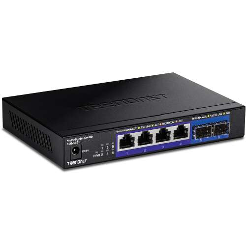 TRENDnet TEG-S562 Gigabit Switch, 5 port, 2,5G, 10G SFP+, fekete
