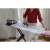 Woman ironing a white shirt on a Vileda DIAMOND M plus ironing board with a steam iron