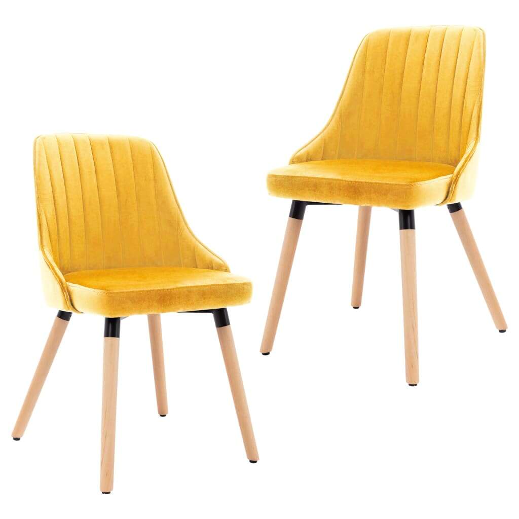 vidaXL 323059  Dining Chairs 2 pcs Yellow Velvet