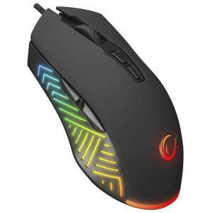 Rampage SMX-G68 Spear USB Gaming Mouse, black, angled view - Rampage
